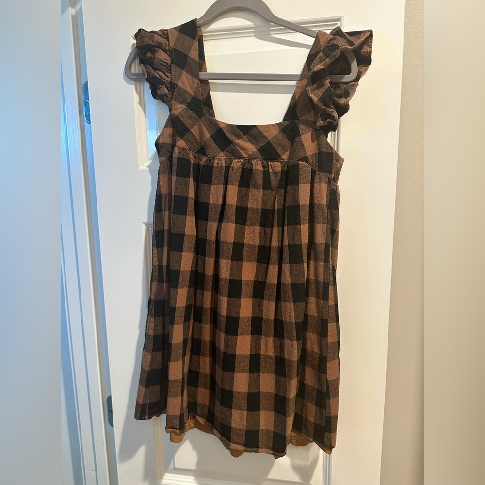Brown and Black Checker Dress